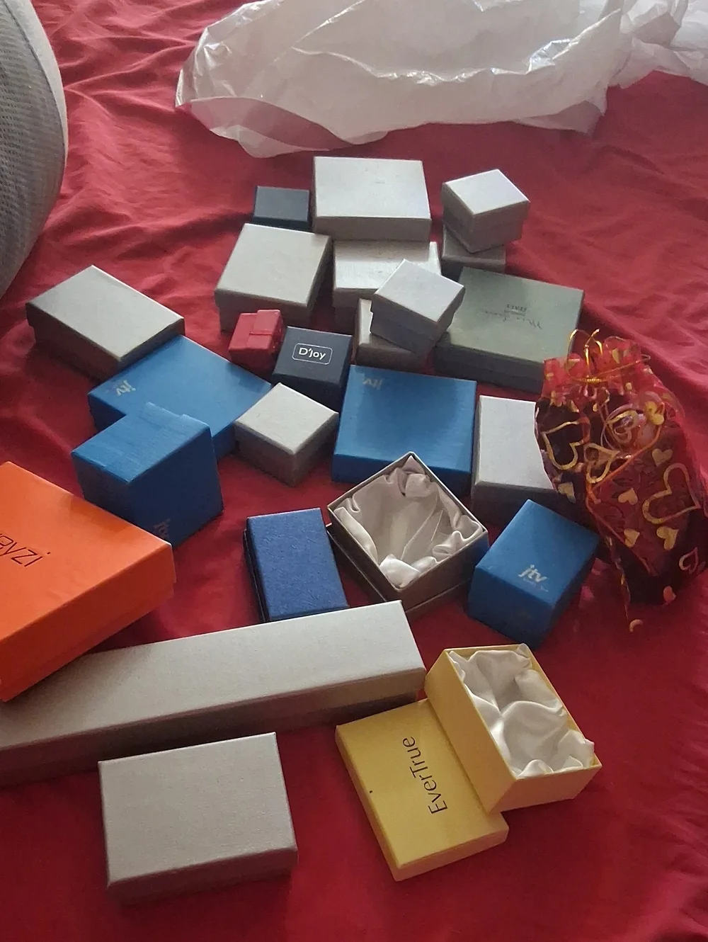 Assorted Blue Jewelry Organizer Gift Boxes with Cream Interiors - Unbranded